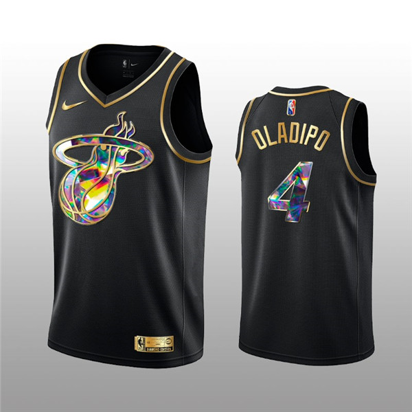 Men's Miami Heat #4 Victor Oladipo 2021/22 Black Golden Edition 75th Anniversary Diamond Logo Stitched Basketball Jersey Men's Miami Heat #4 Victor Oladipo 2021/22 Black Golden Edition 75th Anniversary Diamond Logo Stitched Basketball Jersey